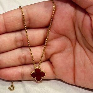 18k Real Gold clover necklace